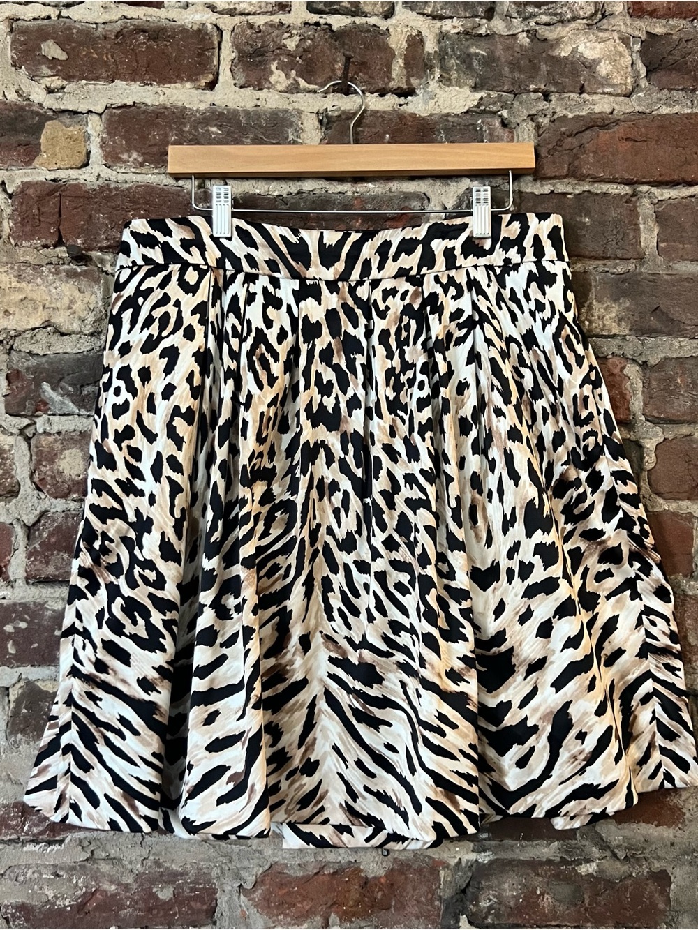 White House Black Market Animal Print Skirt - Black & Cream